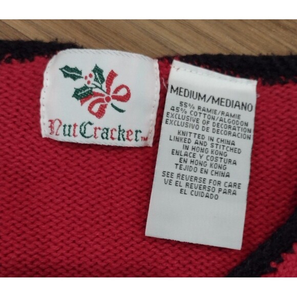 Vintage NutCracker Ugly Christmas Cardigan Women's Sweater Medium Bears & Beads - Picture 8 of 11